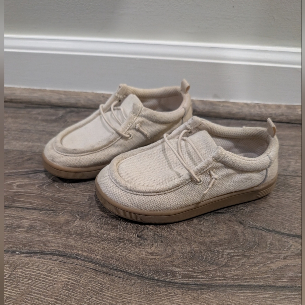 Gap Size 10 Toddler Boy Boat Shoes Slip On Loafers Tan Cream Easter Spring